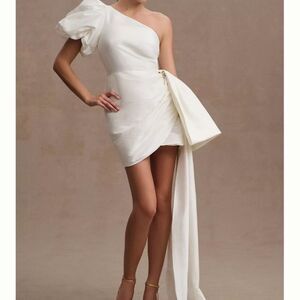 NWT Anthropologie Sachin & Babi Dova Puffed One-Shoulder Bow Wrap Mini Dress